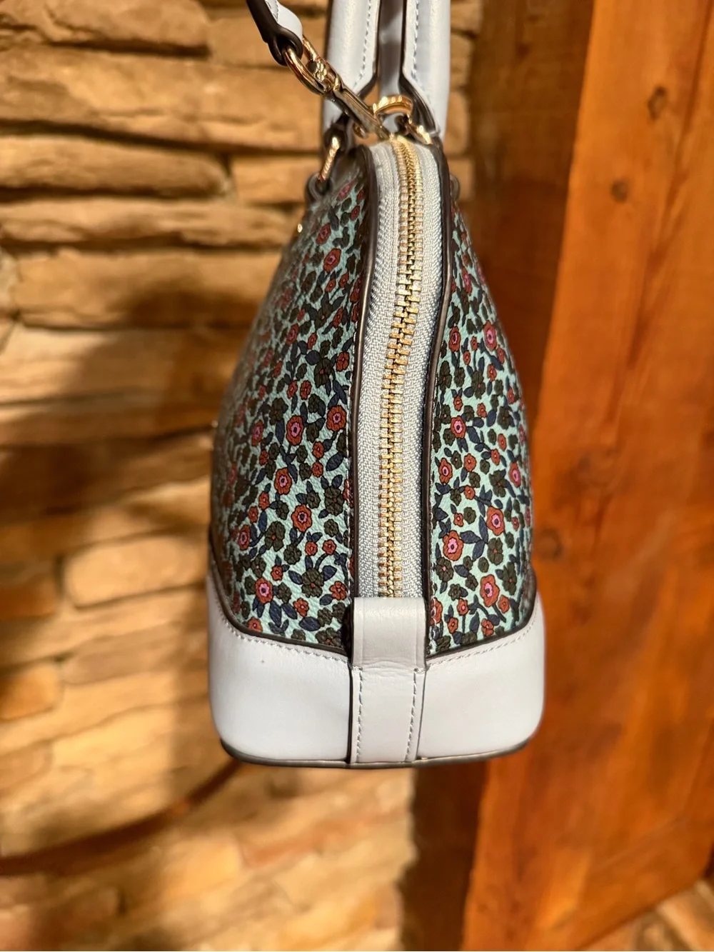 Coach NWOT Sierra Floral Dome Satchel Crossbody Handbag - Light Blue and Pink